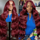 13x6 Human Hair Lace Wig, High-Definition Burgundy Lace Wig, Human Hair With Aligned Cuticle Layer, Indian Hair Wig